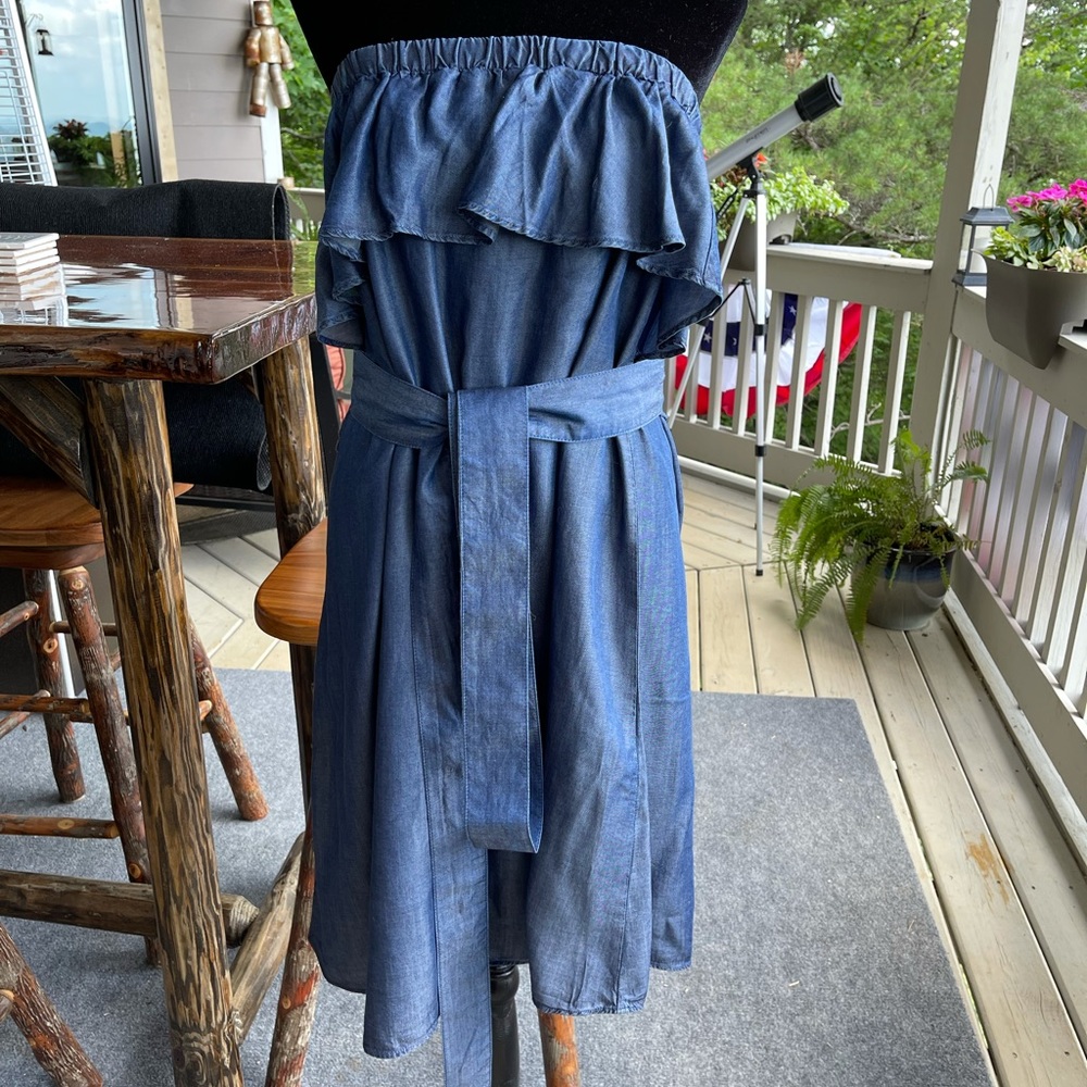 Michael Kors chambray strapless dress